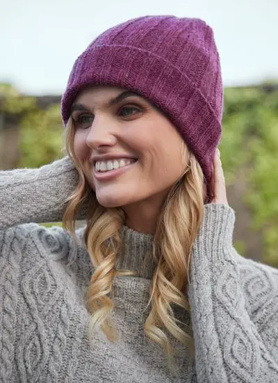 Wool Cashmere Tweed Ribbed beanie